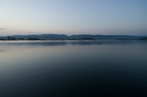 Early morning view of Lake Kamo on Sado Island