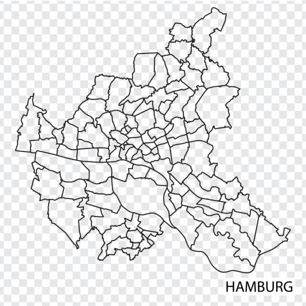 высокое качество карты гамбурга является городом германии, с границами регионов. карта гамбурга для вашего веб-дизайна сайта, приложения, п - hamburg stock illustrations