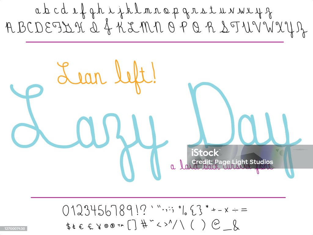 Lay Day Lettering Font Lazy Day Cursive Script Lettering That Leans Left Leaning Back ...