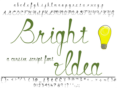 Cursive Bright Font Bright Idea Cursive Script Font Stock Illustration - Download ...