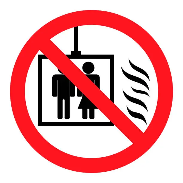 Vector illustration of In Case Of Fire Do Not Use Lift Symbol Sign