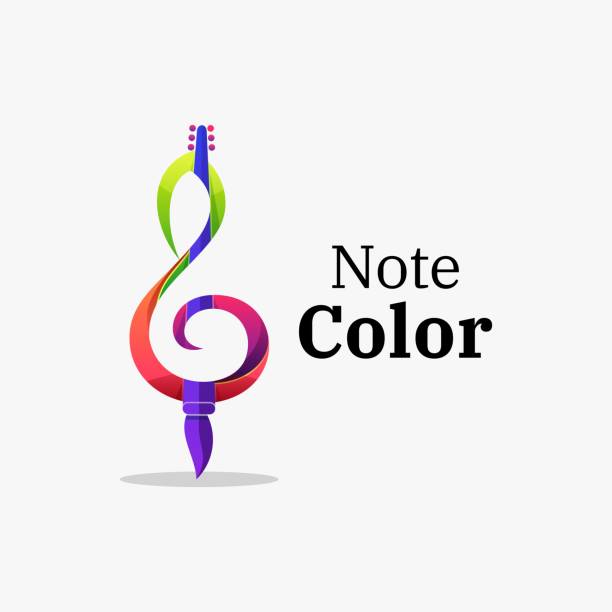 ilustrações de stock, clip art, desenhos animados e ícones de vector illustration note color gradient colorful style. - treble clef music musical note classical music