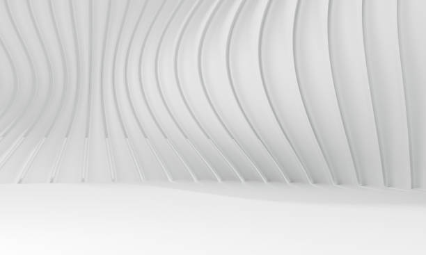 istock Abstract white background with waves lines. 3d rendering of building. Modern architecture interior design. Futuristic technology concept and minimal geometric shapes. 1270014161