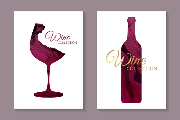 moderne abstrakte karte vorlagen für weinprobe einladung oder poster oder banner oder präsentation. - wine bottle bottle burgundy wine stock-grafiken, -clipart, -cartoons und -symbole