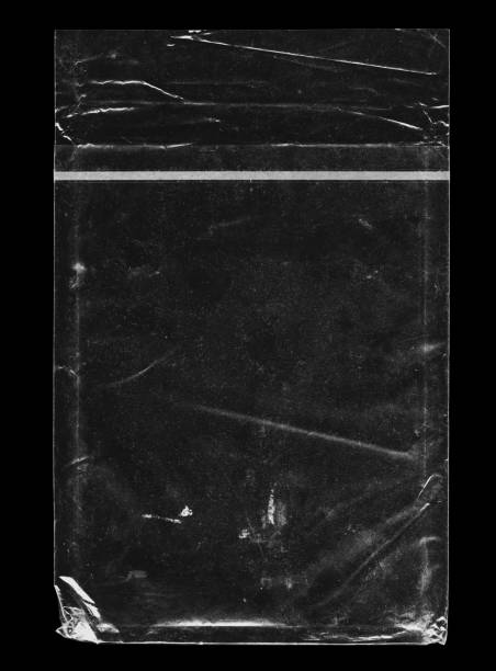 istock Wrinkle Plastic Wrap Packaging Overlay in Black and White 1270017847