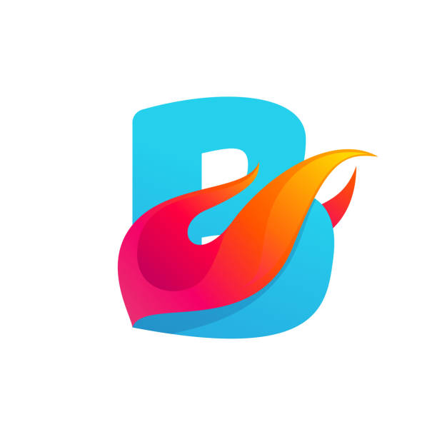 Letter B logo with fast speed fire. Vector icon perfect to use in sportswear labels, race posters, danger identity, etc. fire letter b stock illustrations