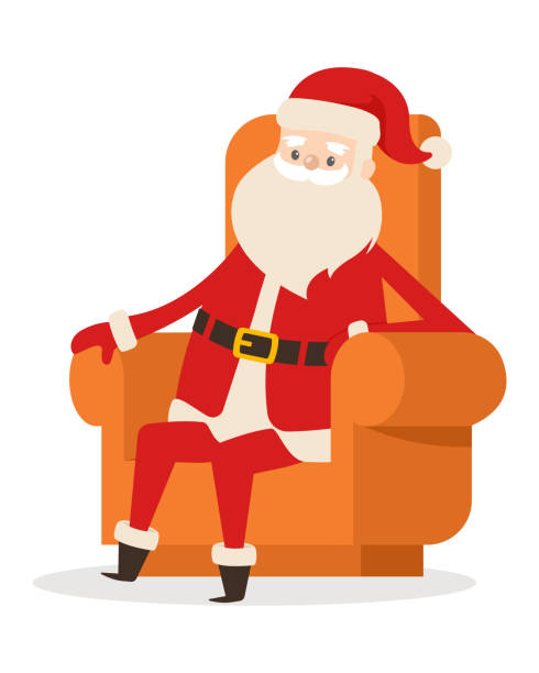 istock Sitting Santa in Armchair on White Background 1270022519