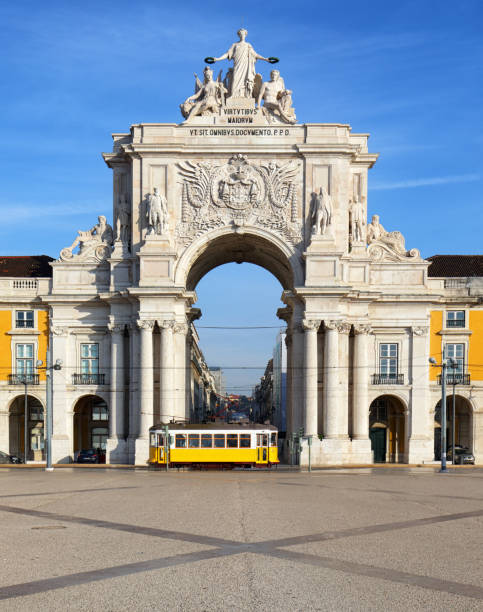 istock Praca do Comercio with yellow tram, Lisbon, Portugal 1270022617