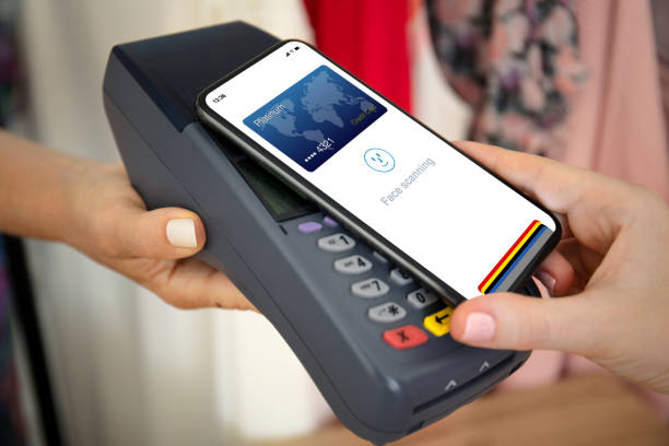 istock Woman payment purchase for phone and pay pass online terminal 1270025089
