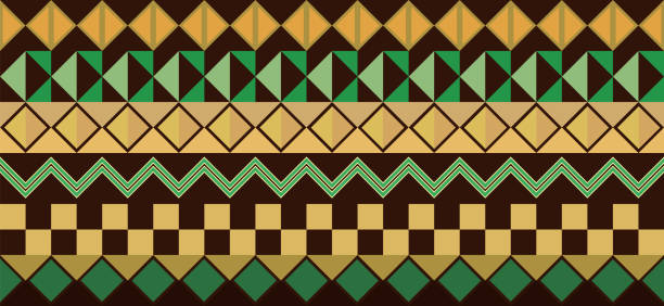 Horizontal background - traditional african pattern Traditional African horizontal pattern in geometric style ancient ethiopia stock illustrations