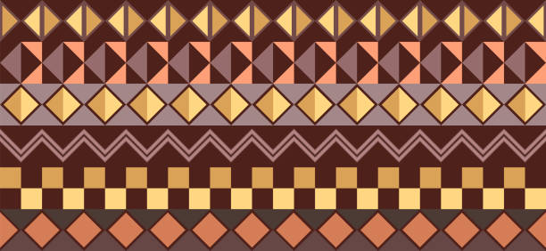 Horizontal background - traditional african pattern Traditional African horizontal pattern in geometric style ancient ethiopia stock illustrations