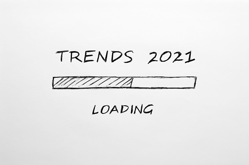 2021 Trends loading bar concept on white background.