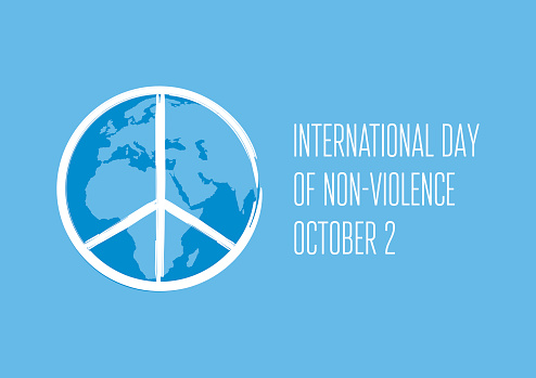 Peace symbol icon vector. Peace Symbol with Planet Earth vector. Day of Non-Violence Poster, October 2. Important day