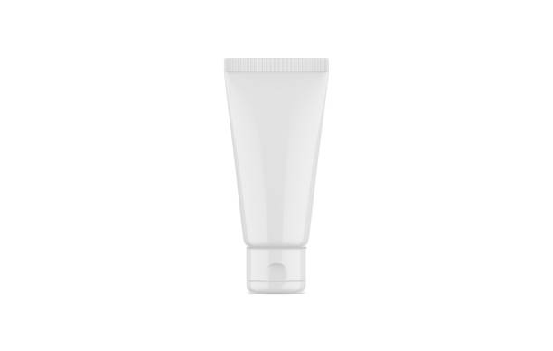 istock Glossy cosmetic tube mockup template on isolated white background, ready for your design presentation, 3d illustration 1270042690
