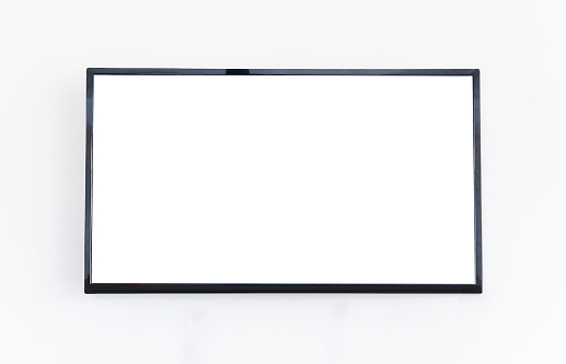 White empty monitor isolated on white background