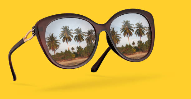 istock Retro sunglasses with reflection of palms isolated 1270046373
