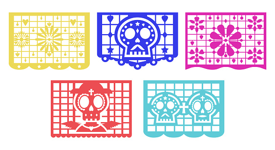 Banner for the Day of the Dead decorations. Mexican Dia de Muertos papel picado