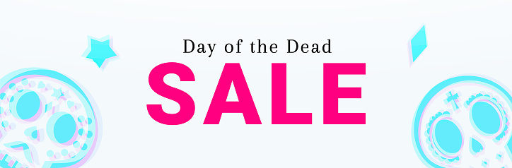 Day of the Dead Sale banner. Dia de Muertos Clearance Poster