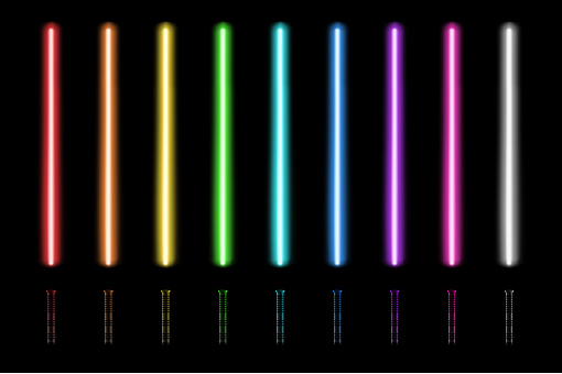 Neon glow sticks with a handles.