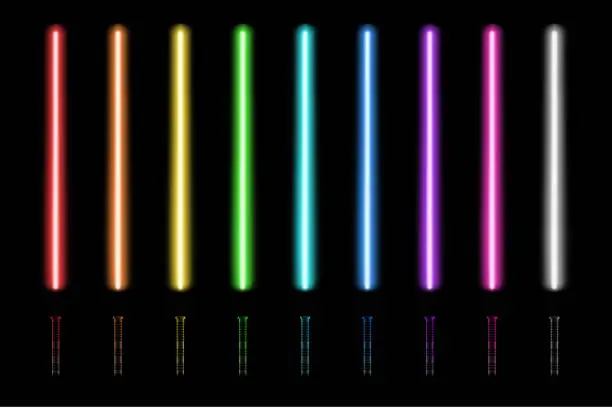 Vector illustration of Neon glow sticks with a handles