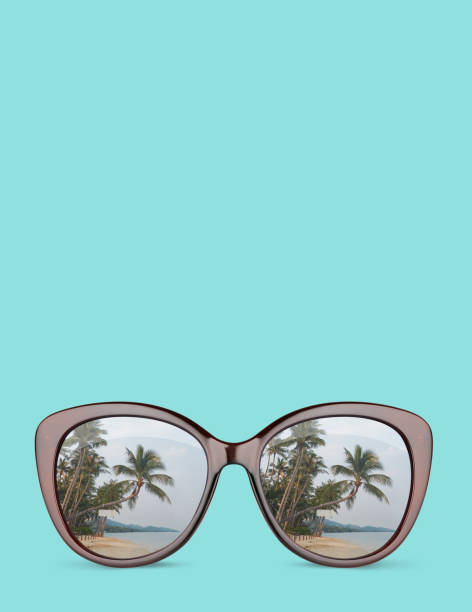istock Vintage sunglasses with reflection tropical beach 1270048133