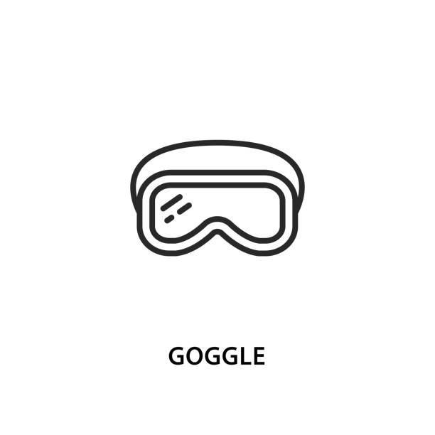Goggle line flat icon. Protective glasses symbol. Goggle line flat icon. Protective glasses symbol ski goggles stock illustrations