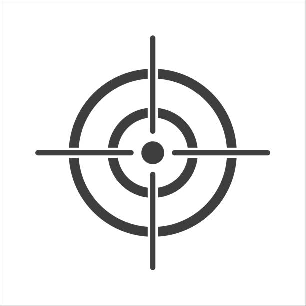 白い背景のターゲットアイコン。eps10 - crosshair gun rifle sight aiming点のイラスト素材／クリップアート素材／マンガ素材／アイコン素材