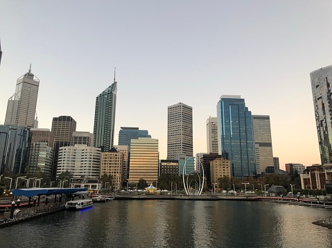 Skyline of Perth city across the water