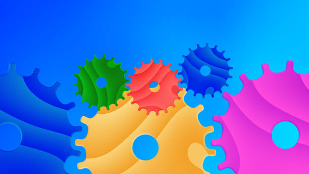 istock Engine repair concept. Creative motion background with colorful gears turning inside a mechanism. 1270055193