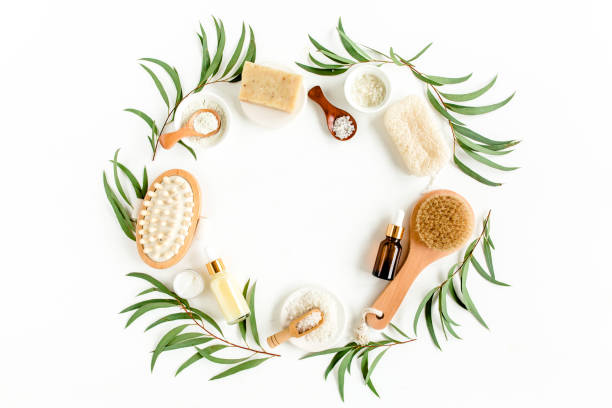 istock Spa concept with eucalyptus oil and eucalyptus leaf extract natural organic spa cosmetics products eco friendly bathroom accessories.Skincare concept 1270056523