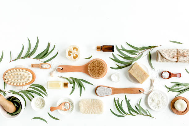 istock Spa concept with eucalyptus oil and eucalyptus leaf extract natural organic spa cosmetics products eco friendly bathroom accessories.Skincare concept 1270056784