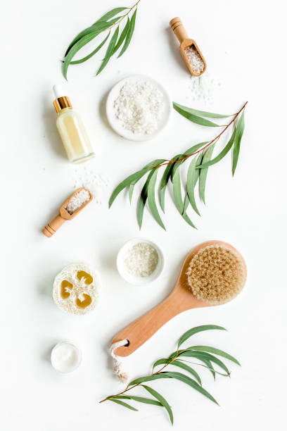 istock Spa concept with eucalyptus oil and eucalyptus leaf extract natural organic spa cosmetics products eco friendly bathroom accessories.Skincare concept 1270056968