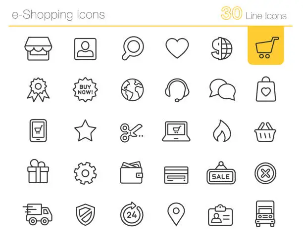 Vector illustration of E-Shopping Icons // Line Premium