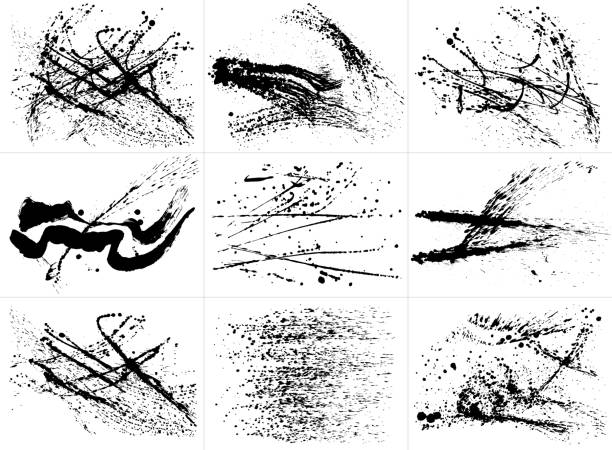 Set of ink splash backgrounds. brush stroke illustration. Set of ink splash backgrounds. brush stroke illustration. hand drawn illustration. splatters and brush textures stock illustrations