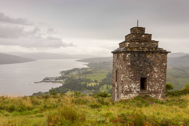 Watchtower in the Scottish Highlands stock photo