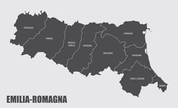 Vector illustration of Emilia-Romagna region map