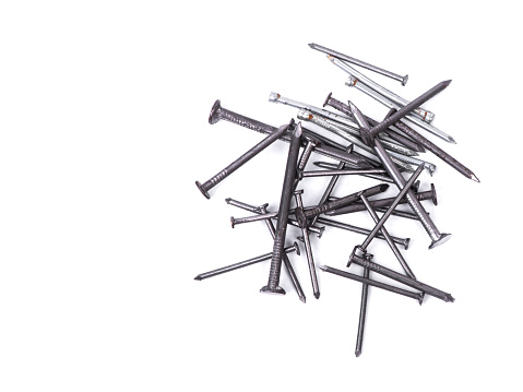 Group of small nails isolated on white background