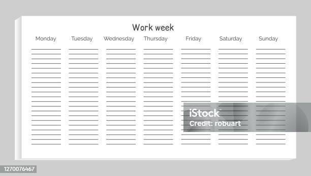 Work Week With Days And Lines Vector Illustration Stock Illustration ...