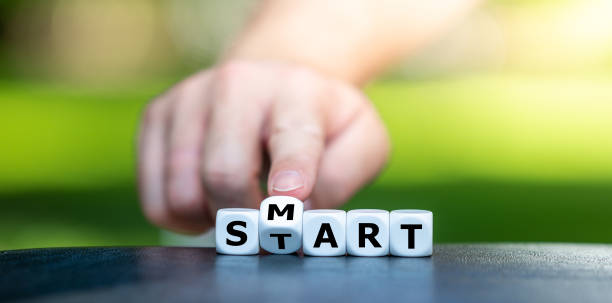 istock Symbol for being smart in a new life chapter. Dice form the words smart and start. 1270079443
