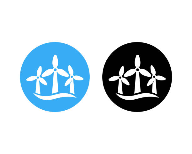 Wind turbines icon set label. Wind farm energy sign. Green electricity. Offshore. Vector on isolated white background. EPS 10 Wind turbines icon set label. Wind farm energy sign. Green electricity. Offshore. Vector on isolated white background. EPS 10. free logo generator stock illustrations
