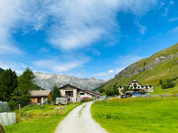 istock Upper Engadine landscape and village 1270084836