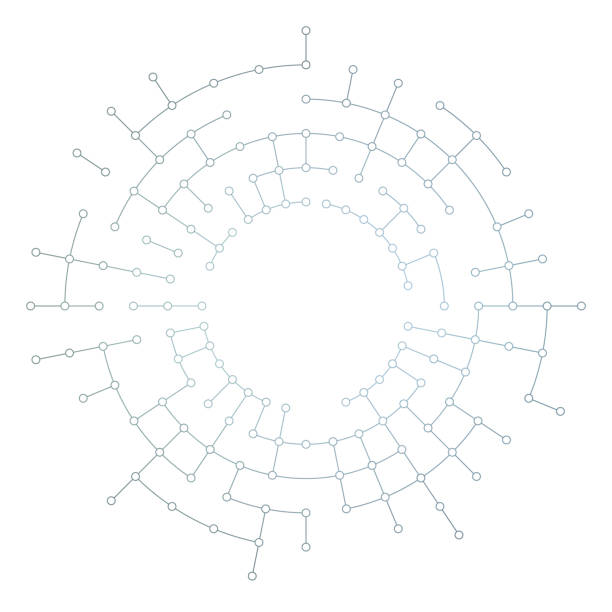 illustrations, cliparts, dessins animés et icônes de lignes connectées abstraites avec des points de coordonnées polaires. copiez l’espace au milieu. notez le gradient de couleur global des lignes. - blank expression illustrations