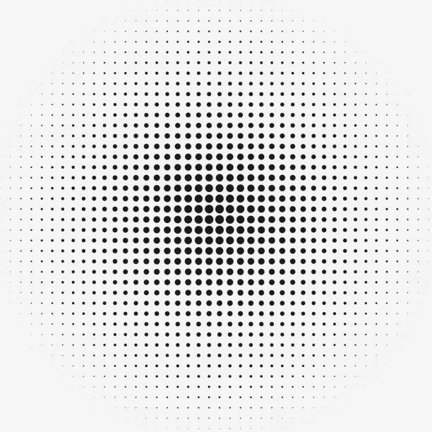 Dots in matrix grid pattern with radial size gradient. Row and columns pattern. vector art illustration