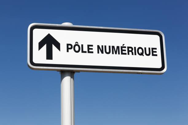 istock Digital pole road sign called digital pole in French language 1270086207