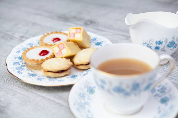 istock Afternoon tea with a plate of cake and sweet biscuits 1270086655