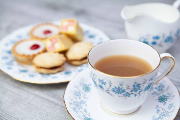 istock Afternoon tea with a plate of cake and sweet biscuits 1270088081