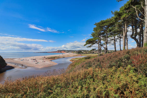 Budleigh Salterton beach in Devon A landscape photograph of Budleigh Salterton beach in Devon. jurassic coast world heritage site stock pictures, royalty-free photos & images