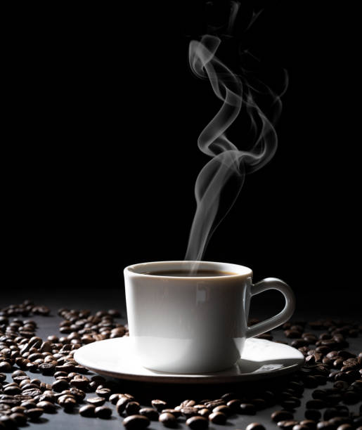 istock Coffee cup hot with smoke on black background 1270091339