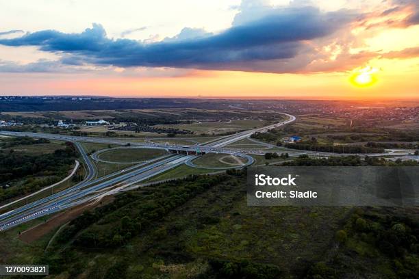 Aerial View Of Traffic Loop Stock Photo - Download Image Now - Ring - Jewelry, Circle, City Street