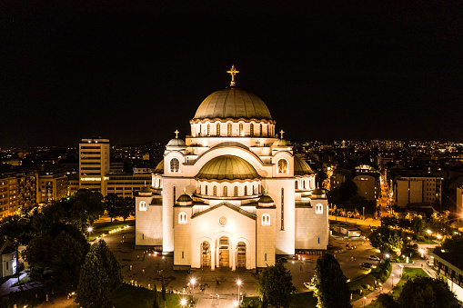 St. Sava Temple in Belgrade, Serbia,Drone photography.